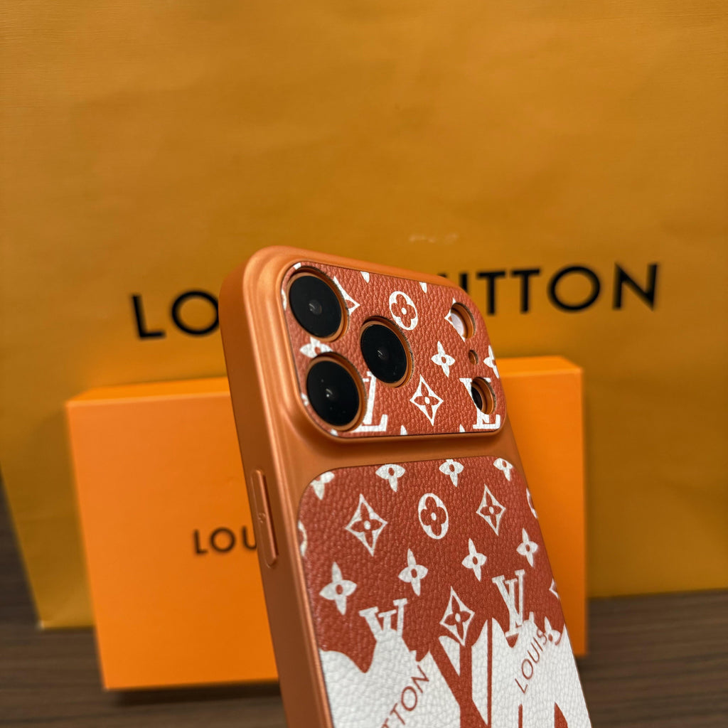 Illustration-Style Monogram Leather iPhone Case – Slim Luxury Protective Cover