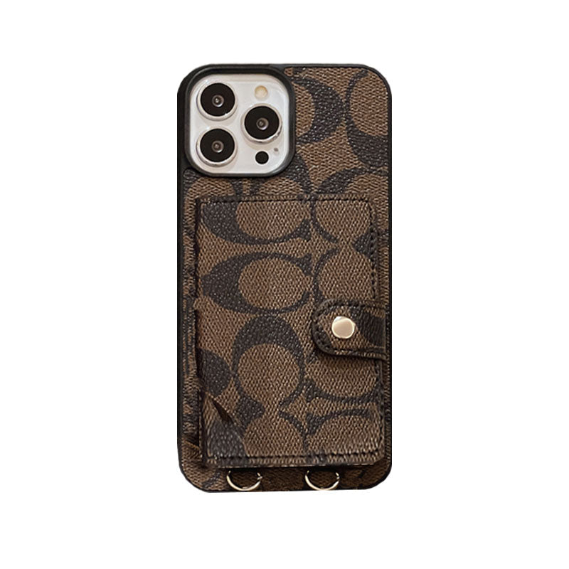 Classic iPhone Case With Wallet And Strap Brown – Shockproof Protective Phone Cover