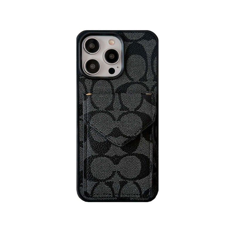 Classic iPhone Case With Card Holder And Strap Light Brown