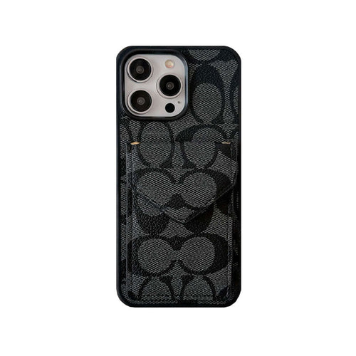 Classic iPhone Case With Card Holder And Strap Light Brown