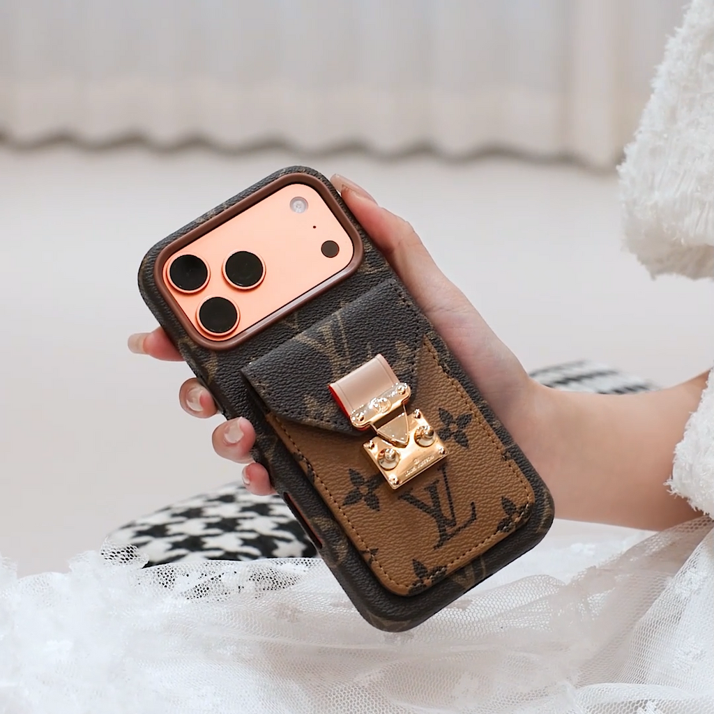 Luxury-Inspired Leather Card Pocket iPhone Case – Elegant Everyday Protection