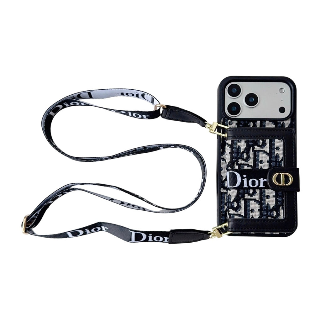 Designer iPhone Case With Card Wallet And Strap For iPhone 17 / 16 / 15 / 14