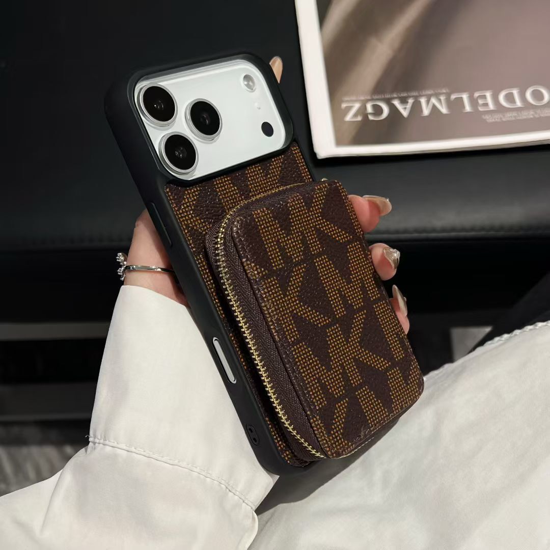 Luxury Inspired Phone Case with Card Holder Zipper Wallet