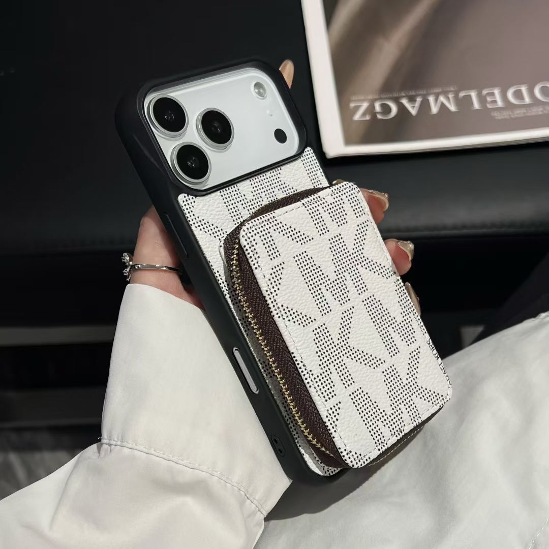 Luxury Inspired Phone Case with Card Holder Zipper Wallet