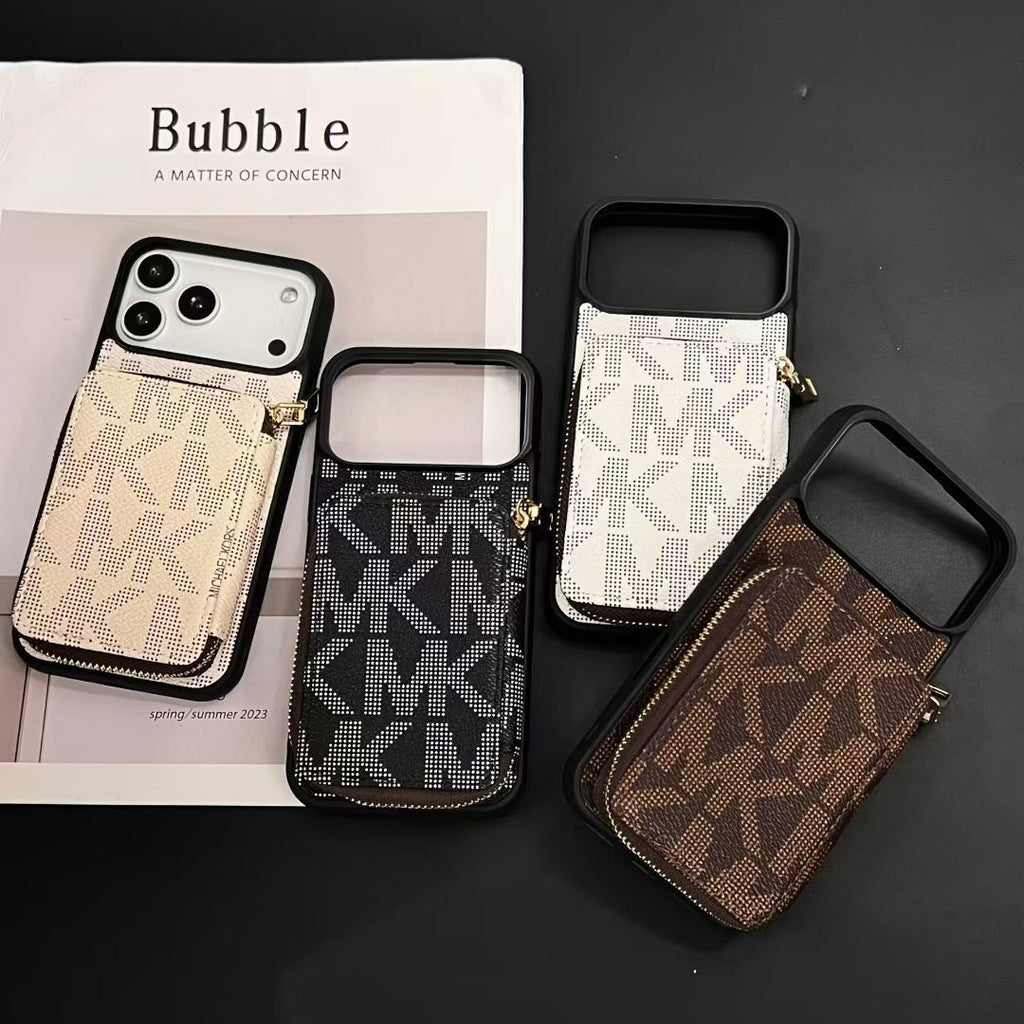 Luxury Inspired Phone Case with Card Holder Zipper Wallet