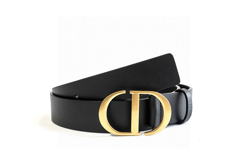 Black Calfskin Belt with Gold Buckle – Premium Leather Belt