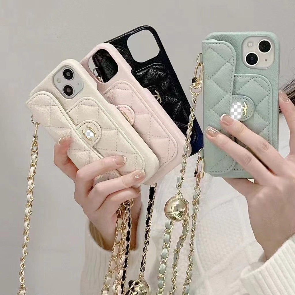 Luxury Wallet iPhone Case With Hand /Crossbody Chain – Slim Luxury Protective Cover