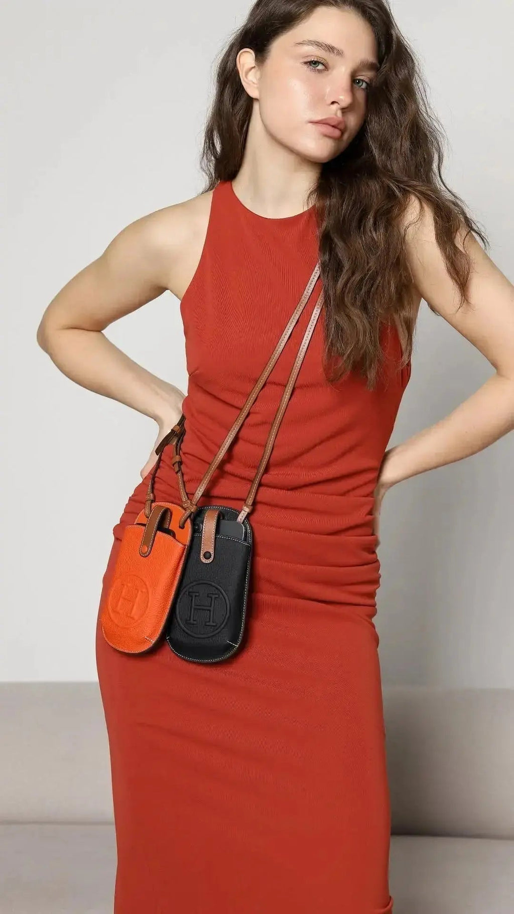 Orange Pouch iPhone Case Crossbody Strap