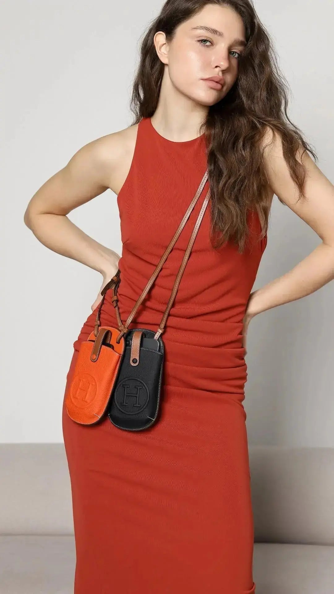 Orange Pouch iPhone Case Crossbody Strap