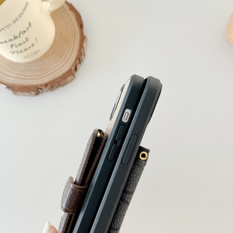 Classic iPhone Case With Wallet And Crossbody Strap White