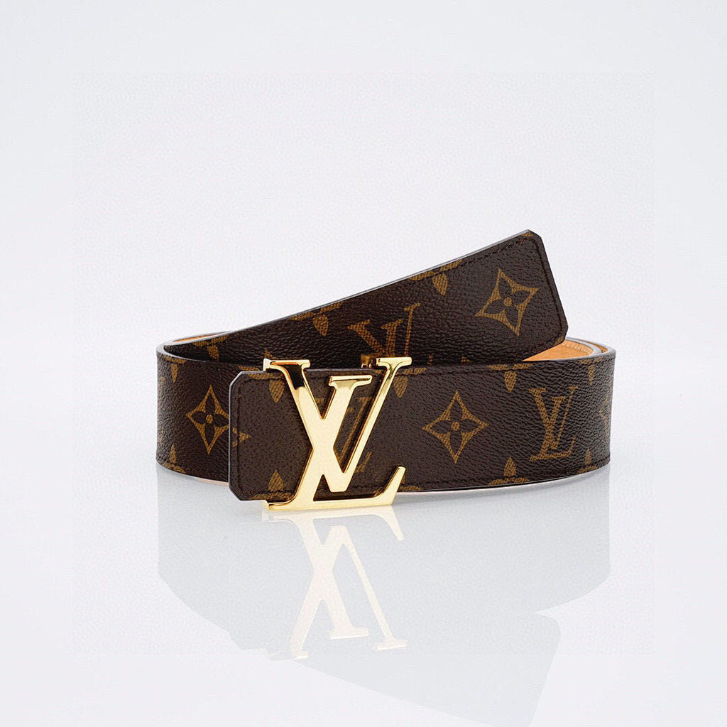 Luxury Monogram Belt with Gold Buckle – Premium Leather Belt