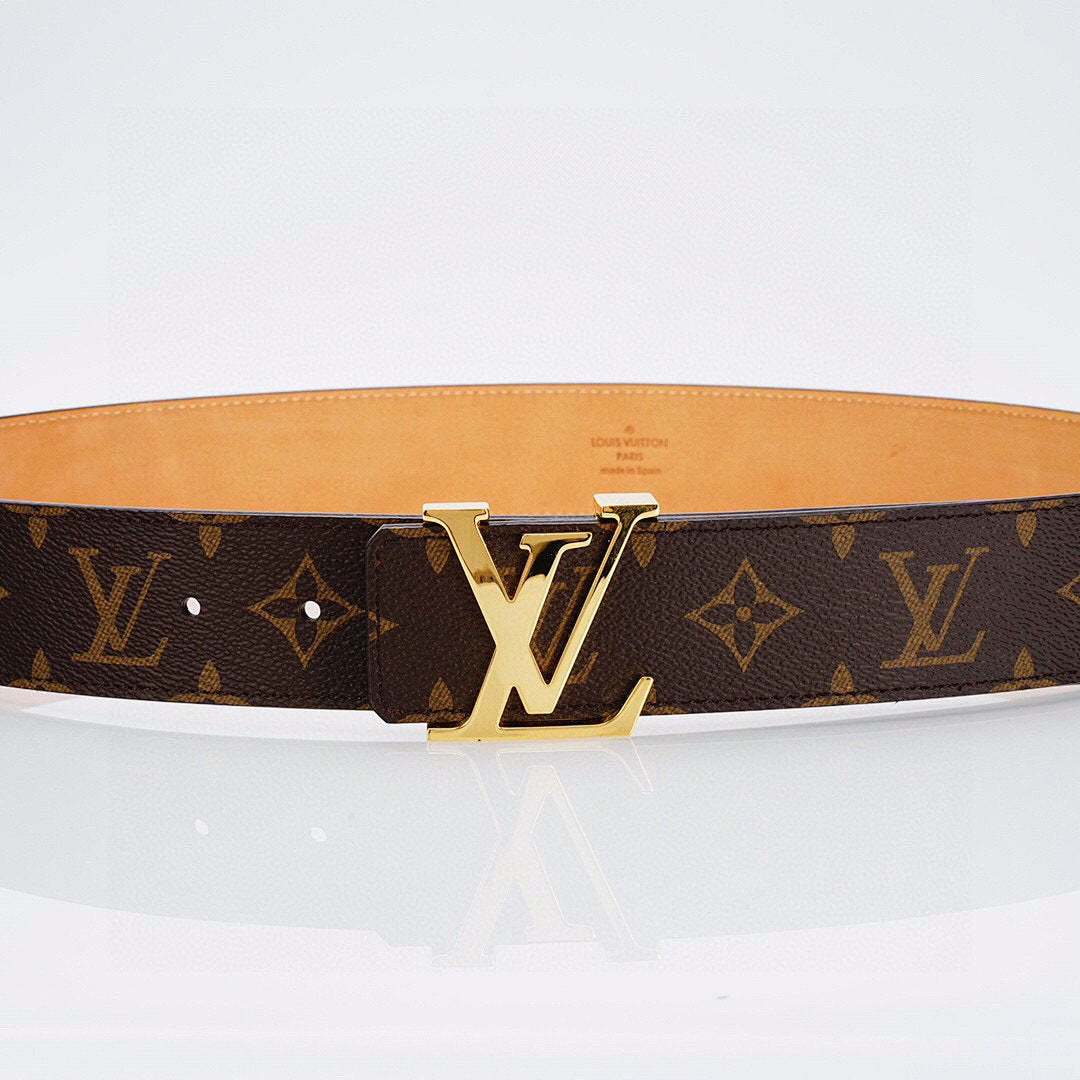 Luxury Monogram Belt with Gold Buckle – Premium Leather Belt