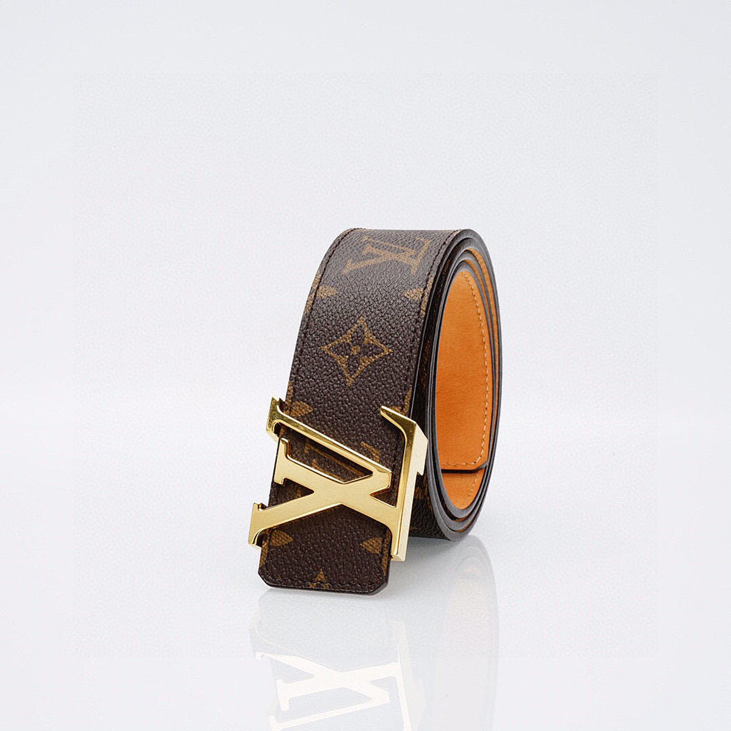 Luxury Monogram Belt with Gold Buckle – Premium Leather Belt