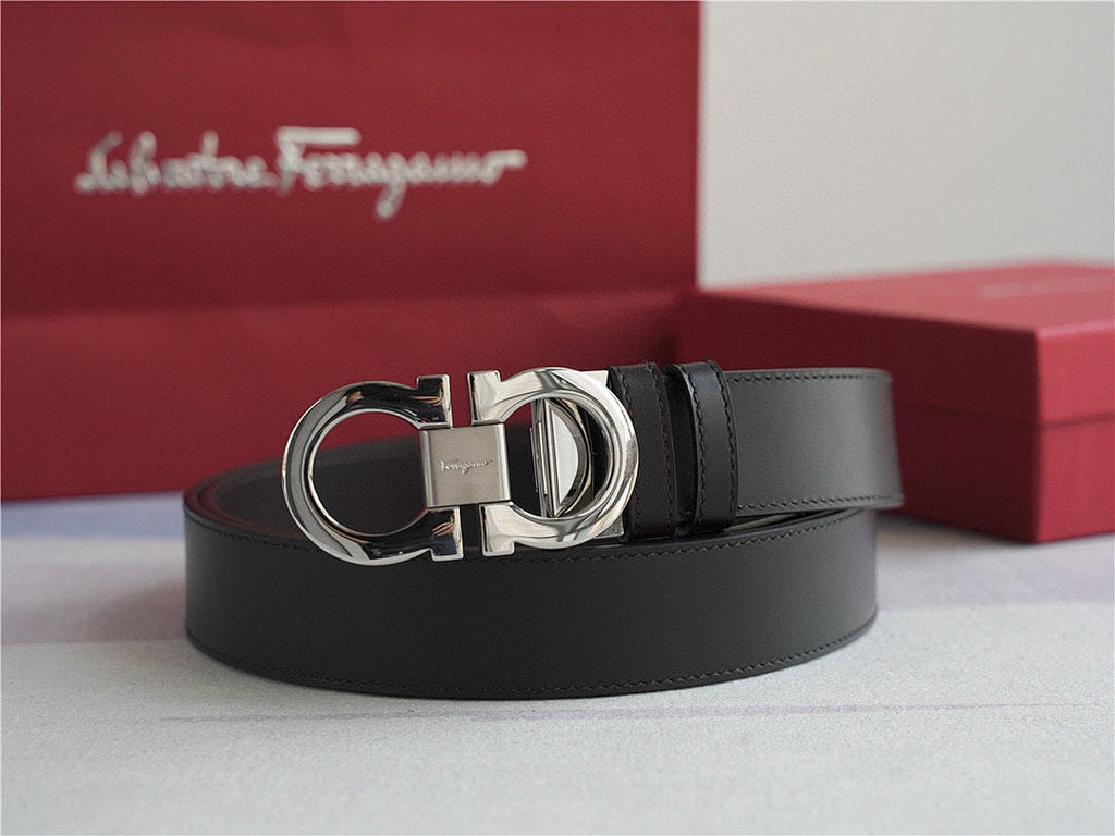 Classic Silver-Buckle Leather Belt – Premium Leather Belt