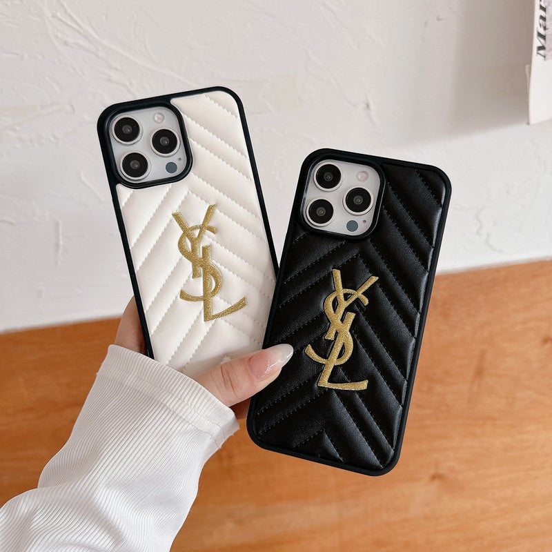 Saint Black & White Leather iPhone Case – Premium Protective Phone Cover