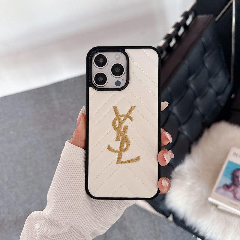 Saint Black & White Leather iPhone Case – Premium Protective Phone Cover
