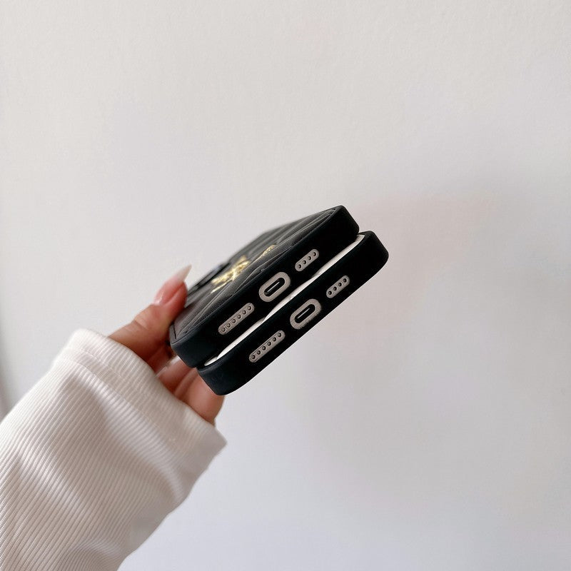 Saint Black & White Leather iPhone Case – Premium Protective Phone Cover