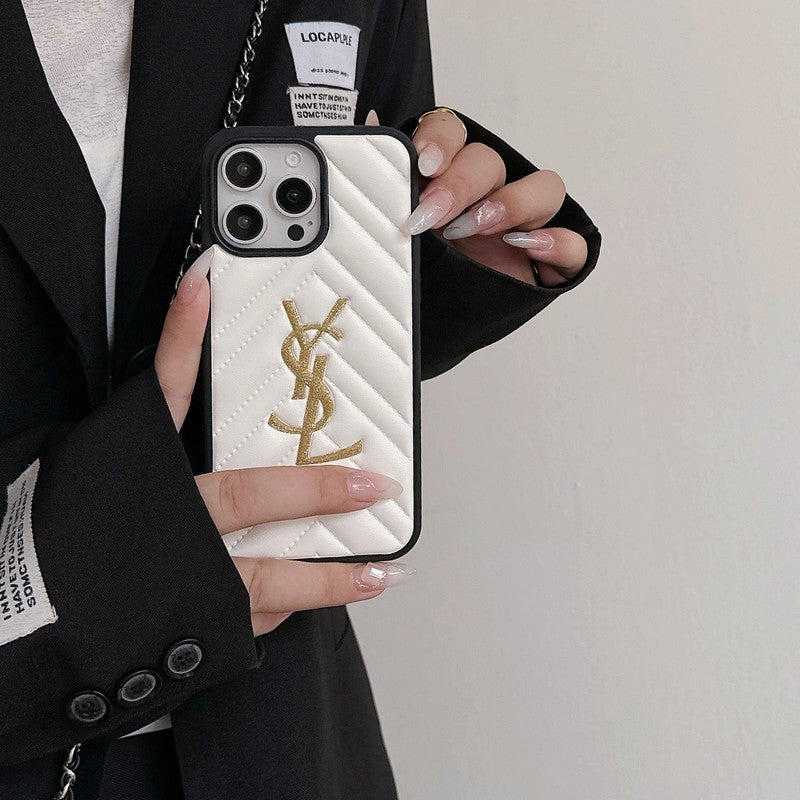 Saint Black & White Leather iPhone Case – Premium Protective Phone Cover