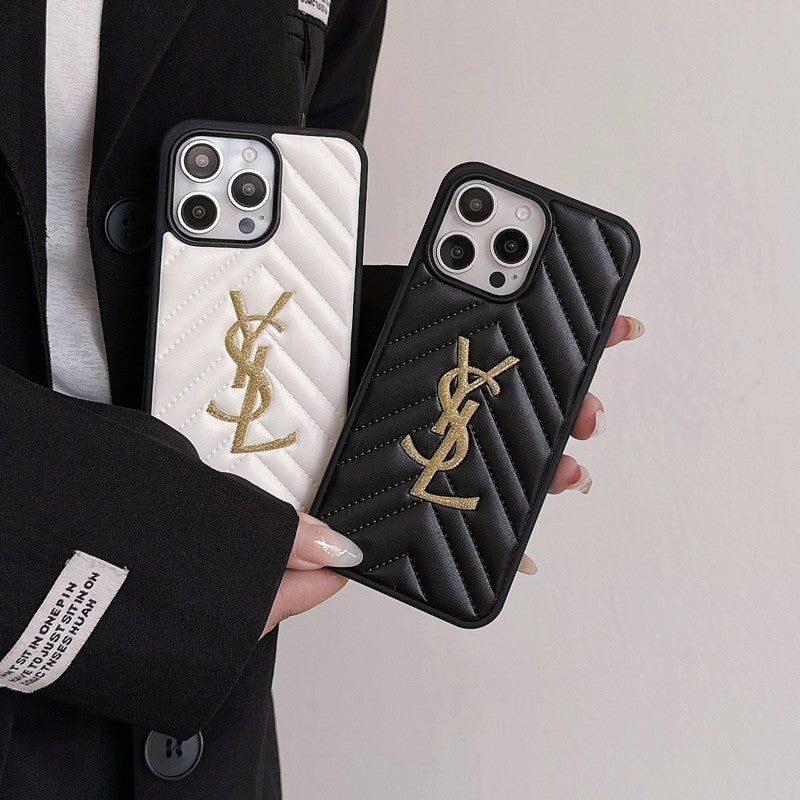 Saint Black & White Leather iPhone Case – Premium Protective Phone Cover