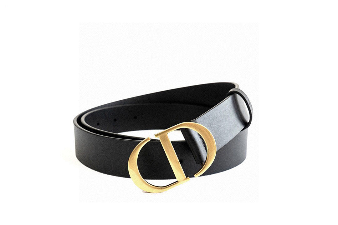 Black Calfskin Belt with Gold Buckle – Premium Leather Belt