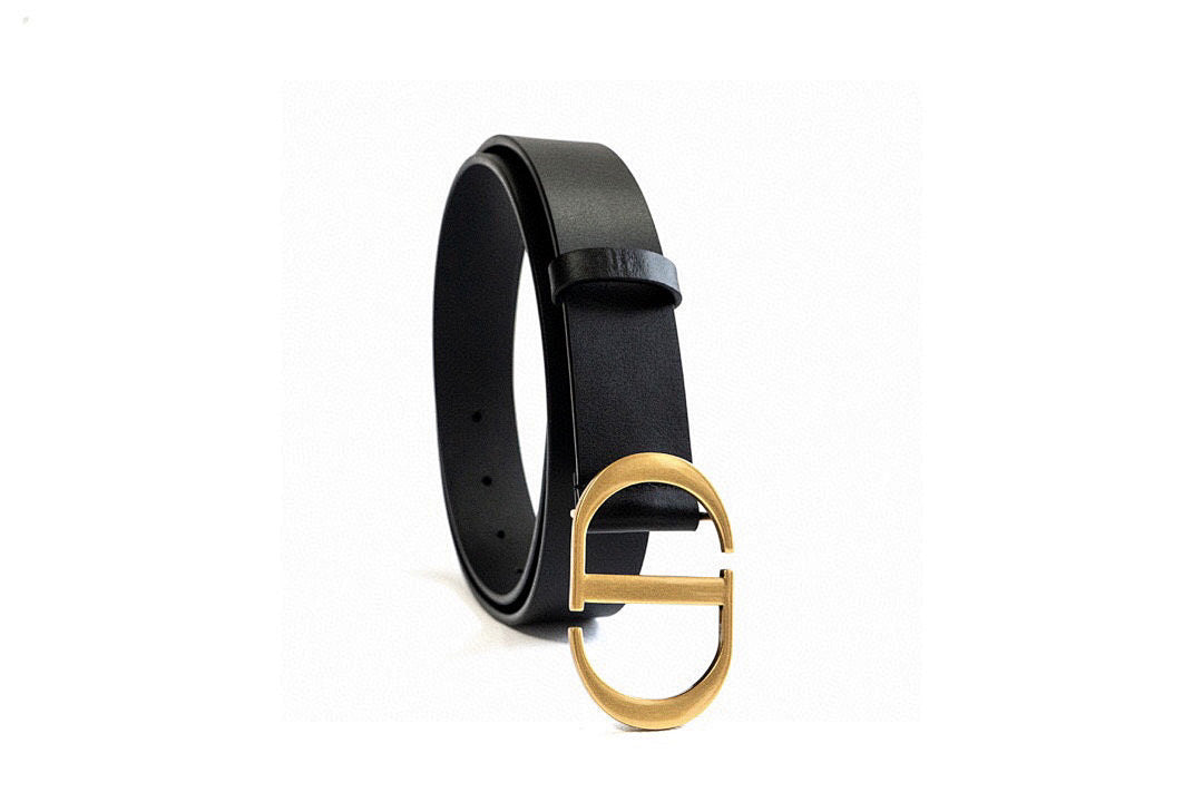 Black Calfskin Belt with Gold Buckle – Premium Leather Belt