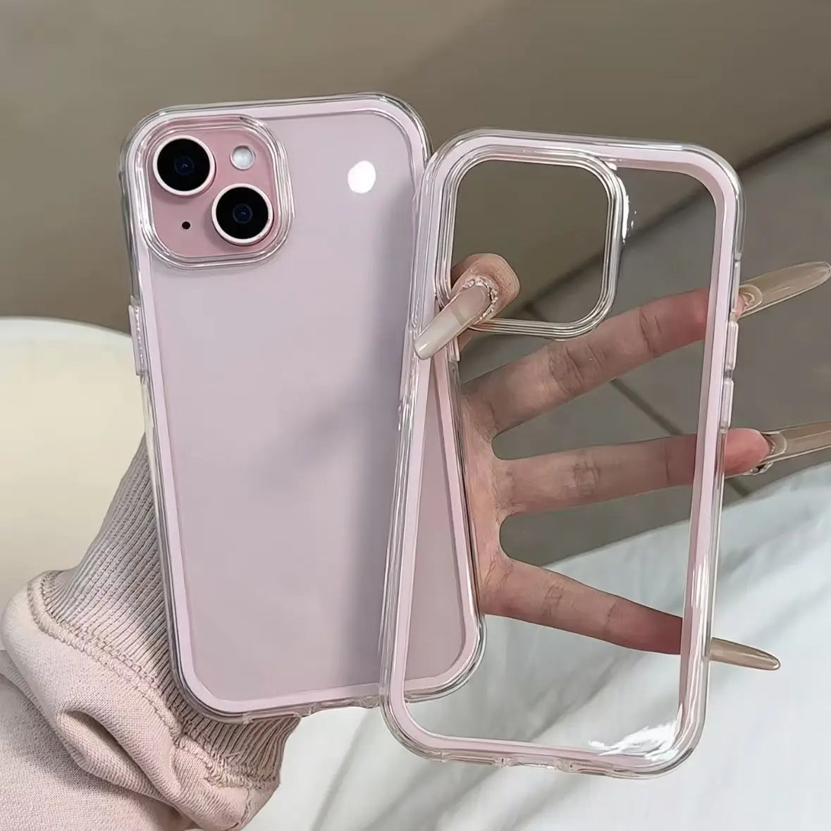 Luxury Candy Color Frame Clear Back Phone Case For iPhone 17 16 15 14 13 12 Pro Max- Acrylic Shockproof Bumper Cover