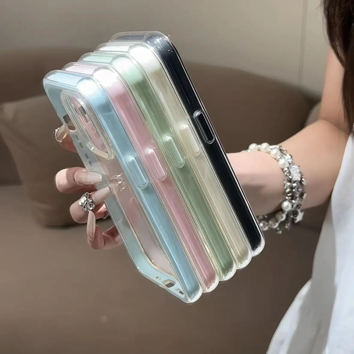 Luxury Candy Color Frame Clear Back Phone Case For iPhone 17 16 15 14 13 12 Pro Max- Acrylic Shockproof Bumper Cover
