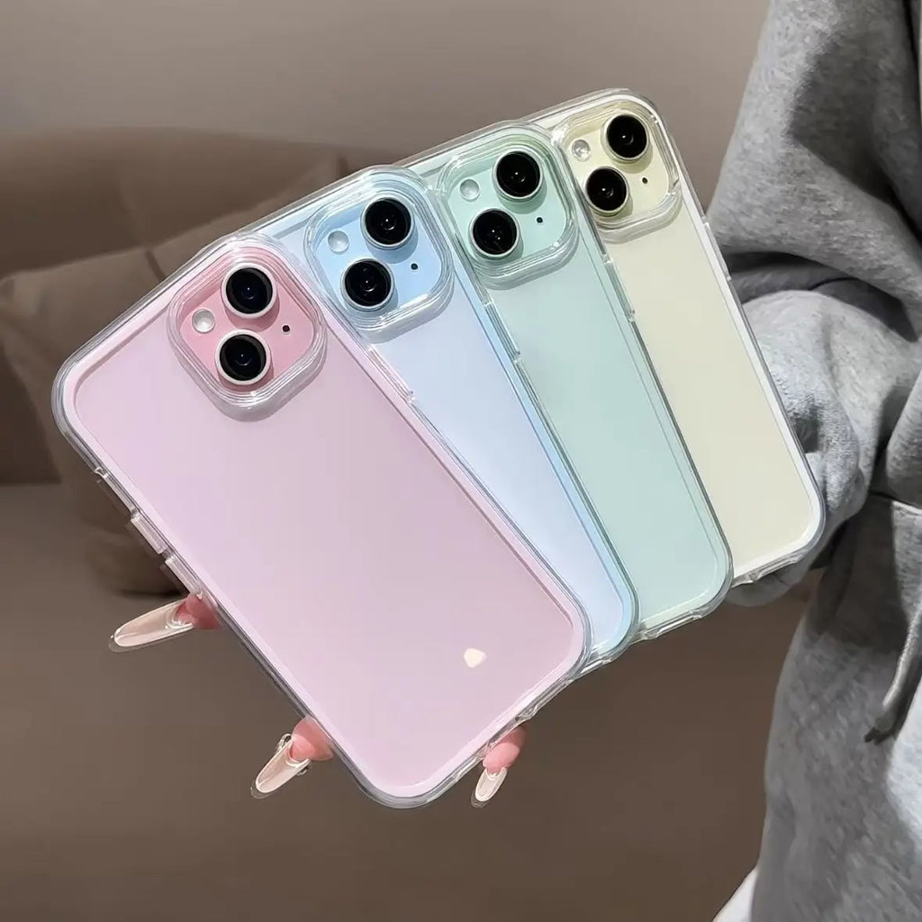 Luxury Candy Color Frame Clear Back Phone Case For iPhone 17 16 15 14 13 12 Pro Max- Acrylic Shockproof Bumper Cover