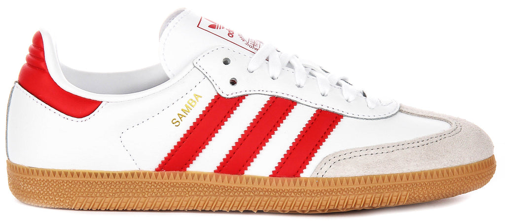 Adidas Samba OG J In White Red For Youth