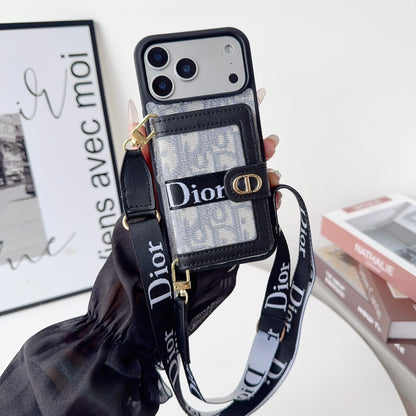 Designer iPhone Case With Card Wallet And Strap For iPhone 17 / 16 / 15 / 14