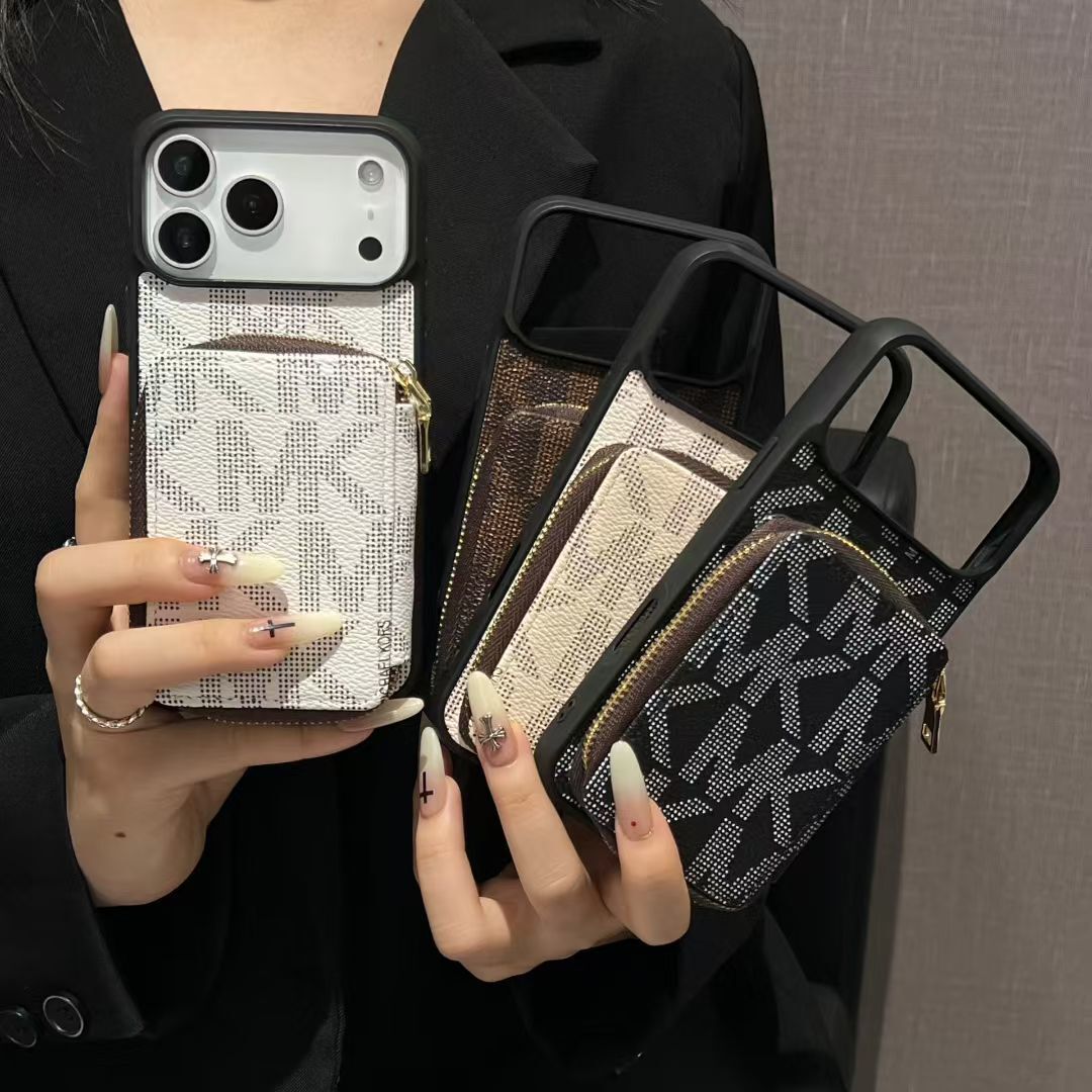 Luxury Inspired Phone Case with Card Holder Zipper Wallet