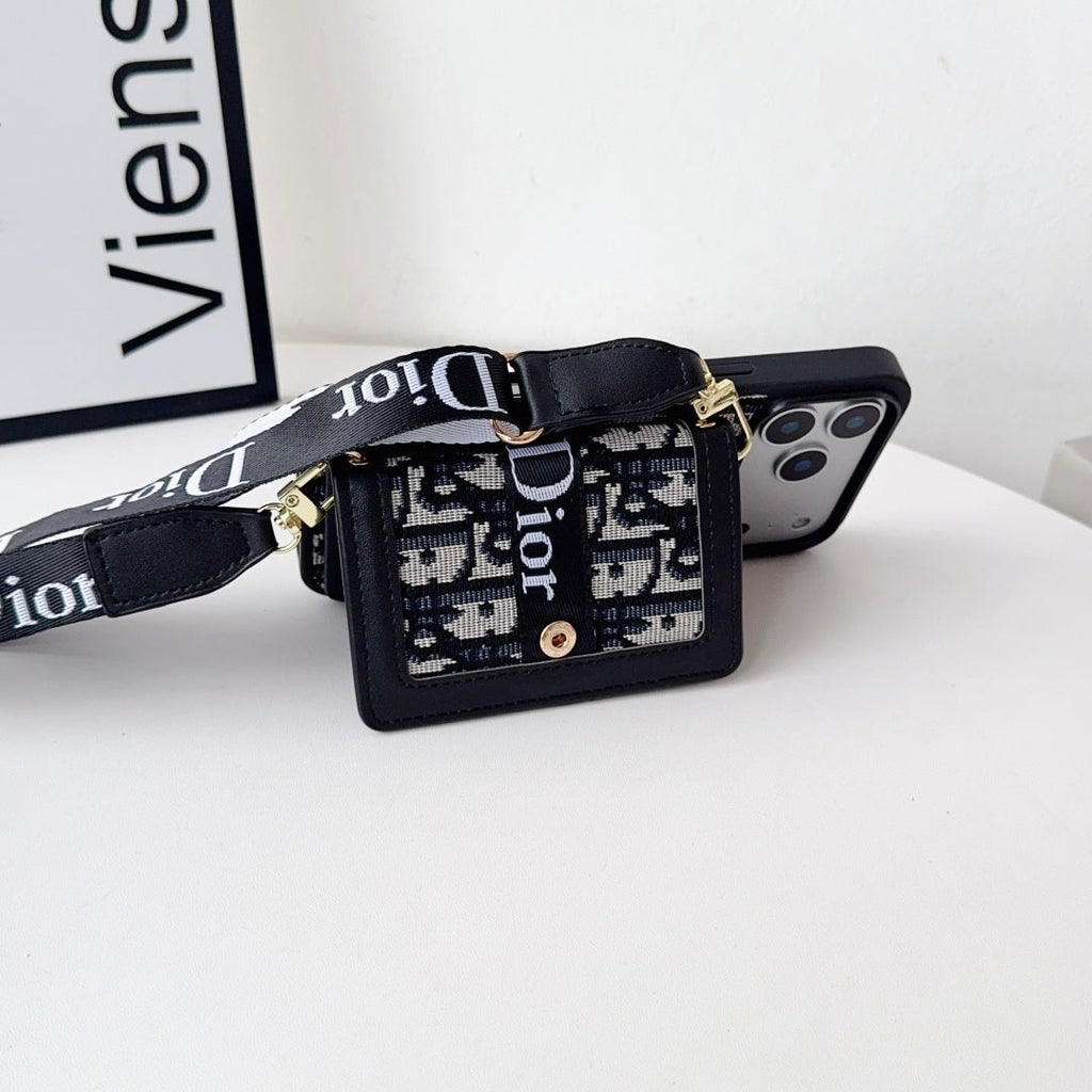 Designer iPhone Case With Card Wallet And Strap For iPhone 17 / 16 / 15 / 14
