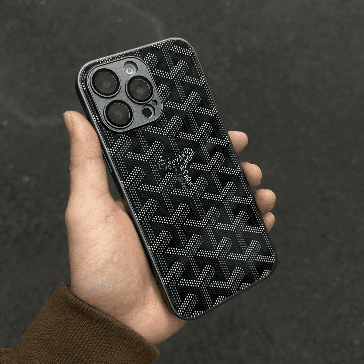 G-Y Luxury Geometric Monogram iPhone Case – Shockproof Protective Phone Cover