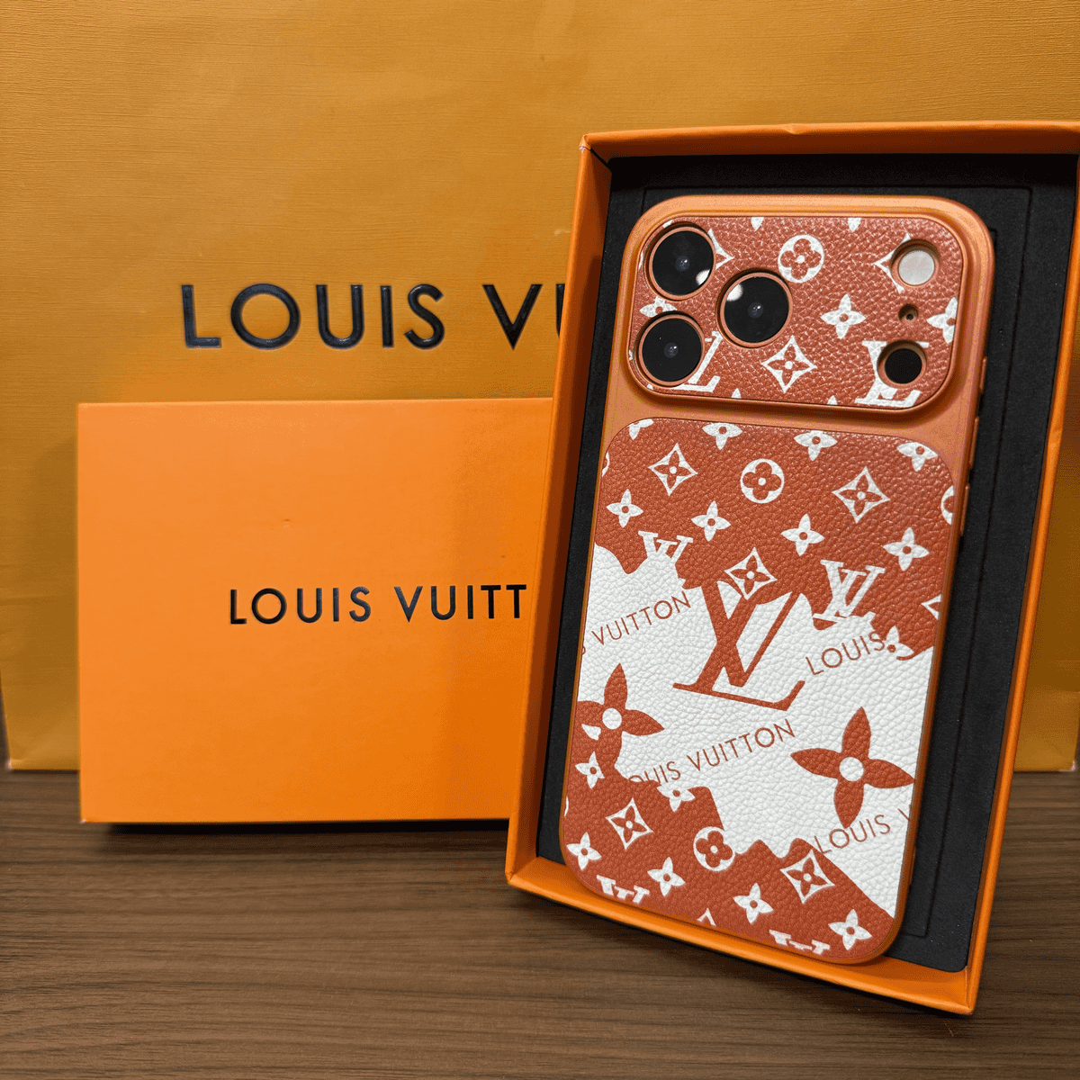 Illustration-Style Monogram Leather iPhone Case – Slim Luxury Protective Cover