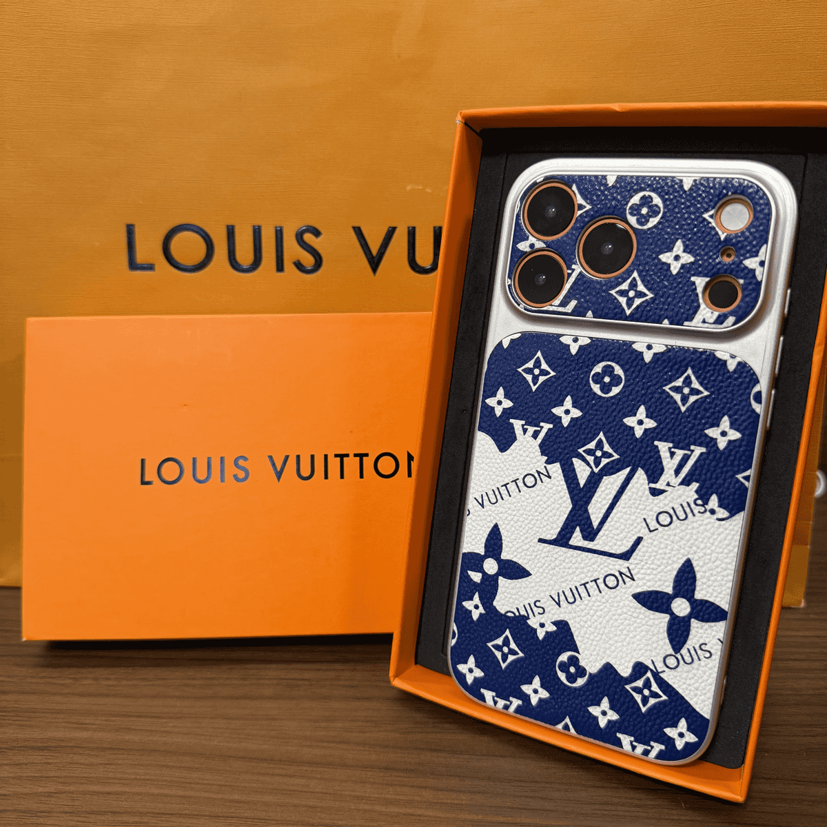 Illustration-Style Monogram Leather iPhone Case – Slim Luxury Protective Cover