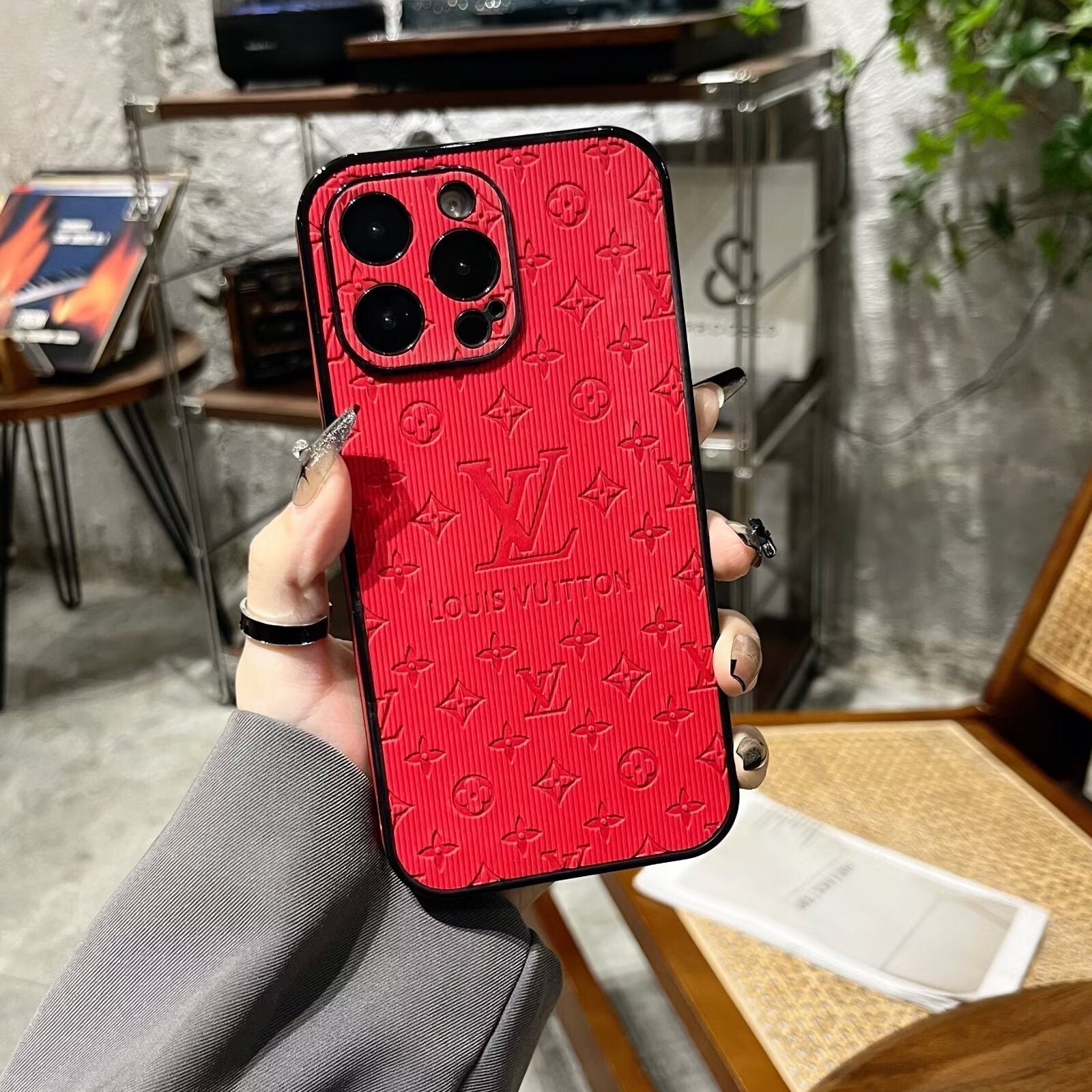Case for iPhone 17- 3D Monogram Embossed Leather