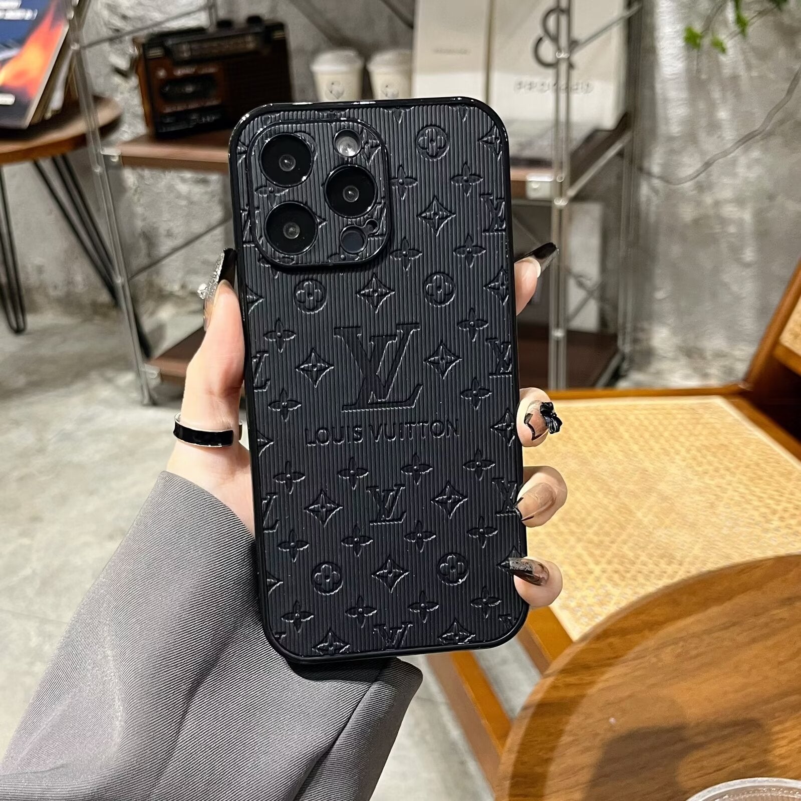 Case for iPhone 17- 3D Monogram Embossed Leather