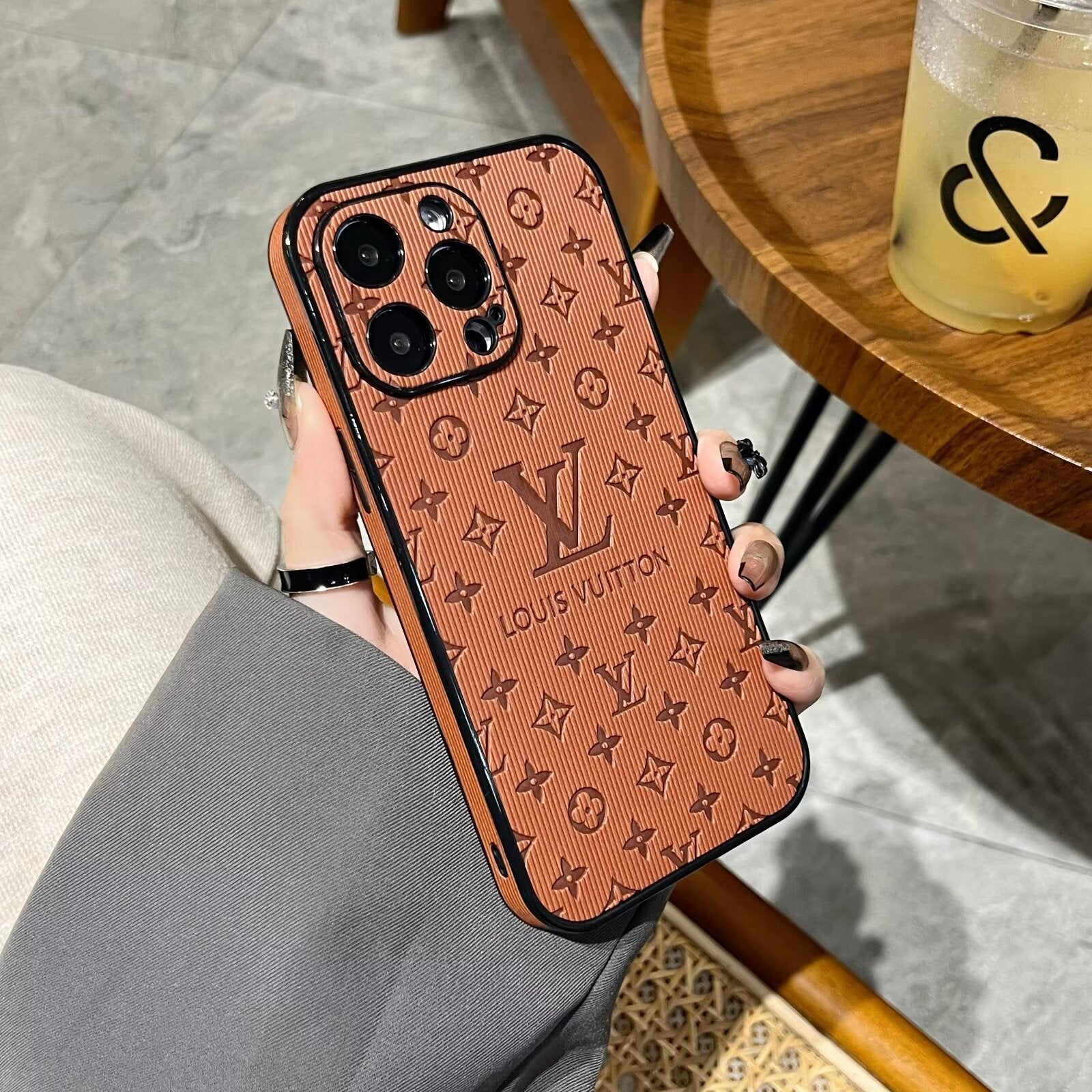 Case for iPhone 17- 3D Monogram Embossed Leather