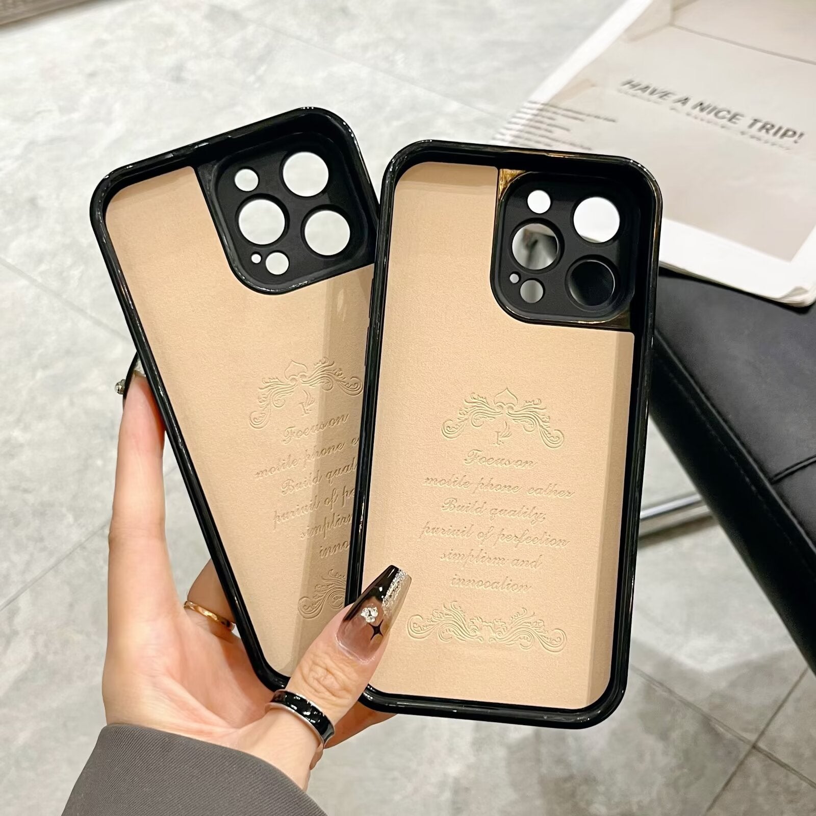 Case for iPhone 17- 3D Monogram Embossed Leather