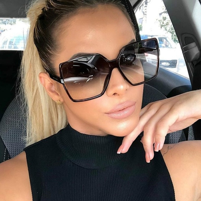 Higody Fashion Women Oversize Sunglasses Gradient Plastic Brand Designer Female Sun Glasses UV400 Lentes de Sol Mujer