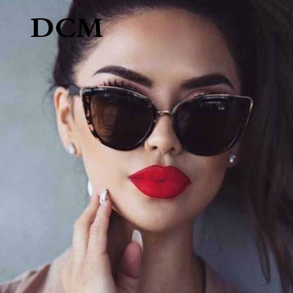 Dcm Cateye Sunglasses Women Vintage Gradient Glasses Retro Cat Eye Sun Glasses Female Eyewear UV400